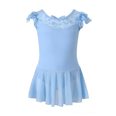 China Factory wholesale eco-friendly kids ballet dancer tights sleeveless ballet dance wear with lace/mesh skirt for sale