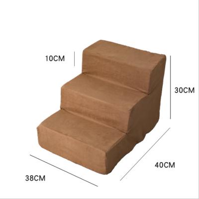 China Travel Suede Ladder Pet - Helped Bed Sponge Steps Play Folding Dog Cat Pet Stairs for sale