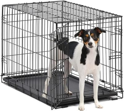 China Amazon Breathable 30 Inch Black Stainless Steel Single Door Dog Cage Metal Pet Pet Cages Breathable for sale