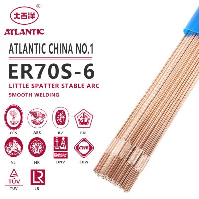 China ATLANTIC Cooper Rod AWS Suit Single or Multipass Welding Boats Structure Steel Gas Shielded Welds 1.6 2.0mm TIG Welding Wires ER70s-6 for sale