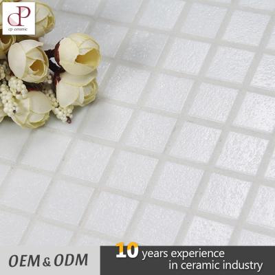 China Simple Clean White Square Small Parquet Mosaic Slab Glass Mosaic For Bathroom Slab for sale