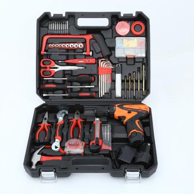 China Household Tools Lithium Battery Drill Set 125 Pcs Woodworking Toolbox Hardware Power Tools for sale