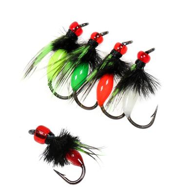 China Fly hook nano worm hair hook bionic fishing group white stripe horse mouth micro-matter set poisonous mosquito fly fish hook roa COTO5001 for sale