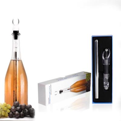 China Viable Wine Fridge Gift Set Wine Bottle Pourer Stopper 304 Stainless Steel Wine Fridge Stick Set for sale