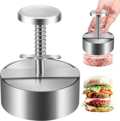 China Sustainable 304 Stainless Steel Non Stick Adjustable Meat Pie Pressing Burger Meat Press Hamburger Patty Maker for sale