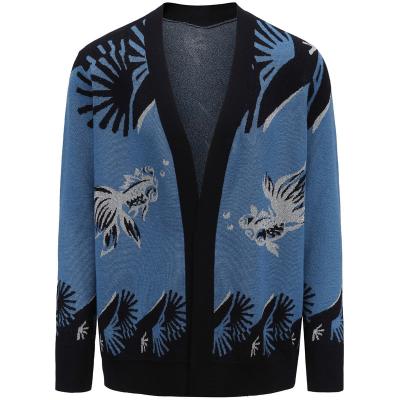 China Anti-wrinkle logo MOQ new autumn and winter new men's clothing custom pattern printing knitted sweater men's jacket knitted cardigan men's for sale