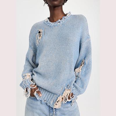 China 2023 Spring New Designer Custom Women's Crewneck Cotton Knitted Sweater Women's Anti-wrinkle Long Sleeve Pullover Women's Sweater for sale