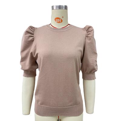 China 2023 summer new solid color crewneck Anti-wrinkle women's clothing short sleeve knitted sweater women's cardigan women for sale