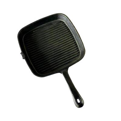 China Sustainable Hot Sale Pre-Seasoned Cast Iron Square Grill Pan Griddle With Handle for sale