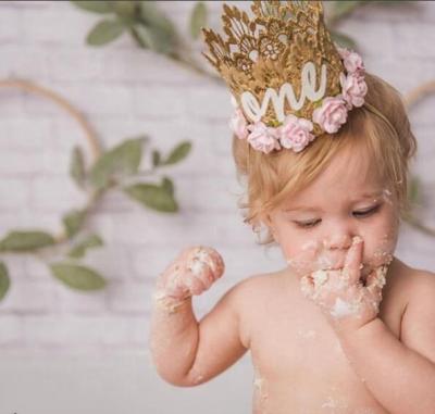 China Factory wholesale high quality silk children crown birthday crown baby headbands for sale