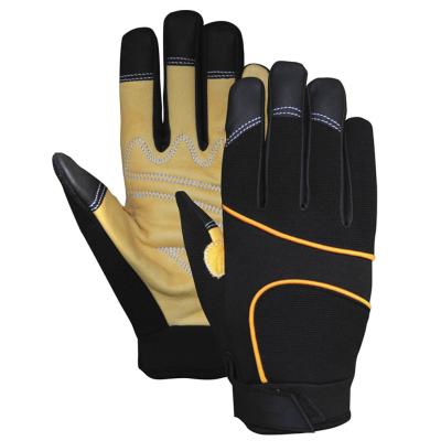 China Durable Leather Palm Mechanics Wear Gloves High Abrasion CE Certified for sale