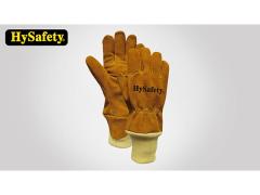 Hysafety Fireman Gloves / Cowhide Leather Work Gloves Classic Wristlet Cuff