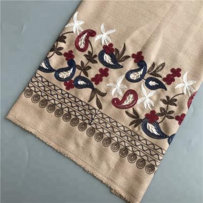 China Flower Embroidery Dyed Special Poly Linen Fabric For Women Dress for sale