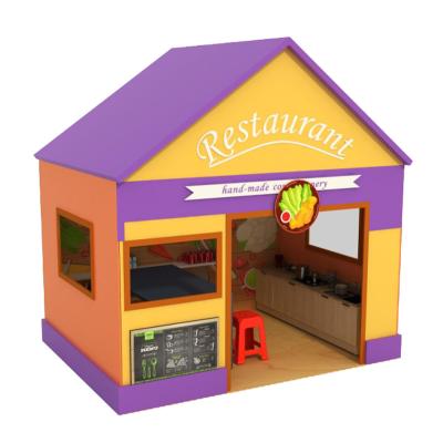 China Bring Happiness Children Wooden Role Pretend Play Dollhouse Indoor Playhouse For Kids Hospital, Restaurant, Fire Police, Gas Station, Store for sale