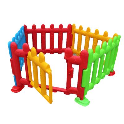 China Cheap Portable Plastic Foldable Easily Assembled Barrier Indoor Outdoor Yard Playground Kindergarten Game Baby Safety Playpen Panel With Gate for sale