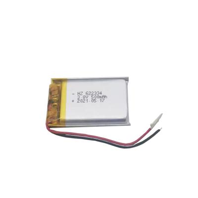 China Toys Customized Long Cycle 3.8v 500mah Lithium Polymer Battery 622334 For Candle Lamp for sale