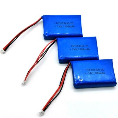 China Intelligent Rechargeable Toys Li Polymer Battery 7.4v 603450 1100mAh For Digital Product for sale