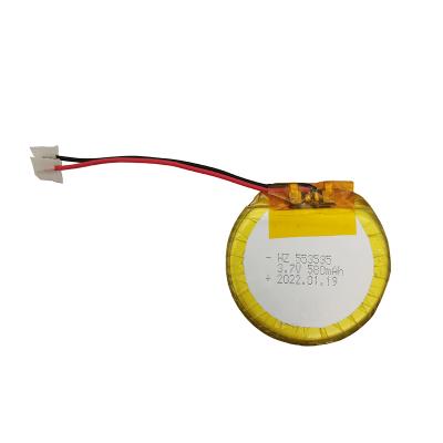 China Round toys high capacity 3.7v 580mah Li-polymer rechargeable battery 553535 lithium polymer battery for smart watch for sale