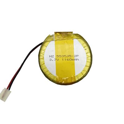 China Toys factory 553535 round circular lipo battery 553535 580mAh 1160mAh battery in stock for smart wearable device for sale