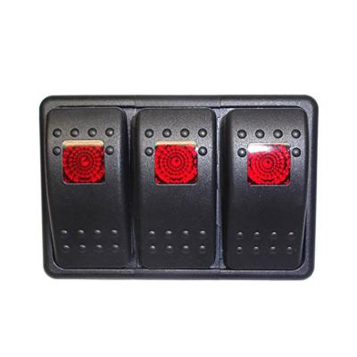 China Marine Universal 24V Car Auto Bus Led 3 Gang Rocker Switch Panel On-Off Panel Mount For Offroad Boat Marine for sale