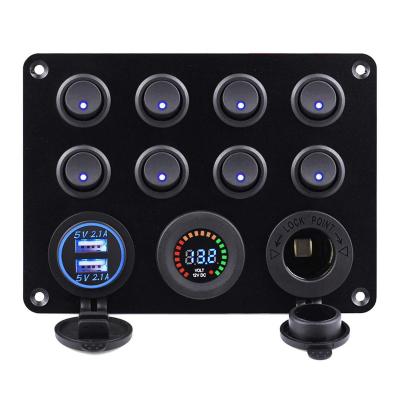 China Mobile Phone Panel 2 USB Charger Socket Marine Ignition Toggle Rocker Switch Panel/Ipad/Camera/PDA/MP3 8 Band Rocker Switch for sale