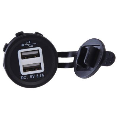 China Dual USB Ports DC 12V/24V Charging Bus Marine Motorcycle 3.1A Dual USB Car Charger Plug Waterproof On USB Car Charger for sale