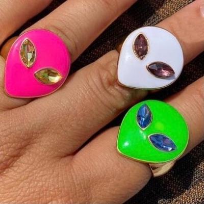 China FASHION LS-B2068 HANDMADE Enamel Ring Trendy Jewelry Align Design Ring Jewelry CZ Micro Pave Ring For Summer Jewelry for sale