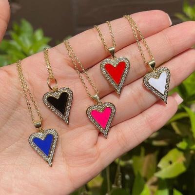 China BOHEMIA LS-L324 Stunning Colorful CZ Plated Necklace , Fashion Necklace Heart Shaped Pendant Jewelry for sale