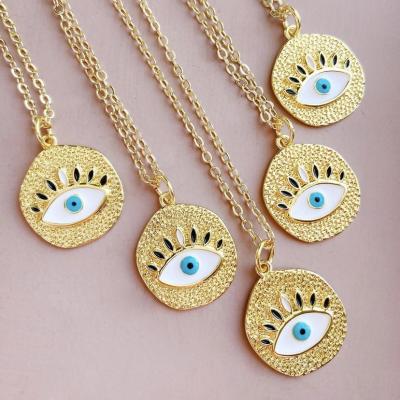 China LS-L198 TRENDY Fashion Gold Plated O Chain Necklace , Hot Eye Shaped CZ Pendant Necklace Jewelry for sale