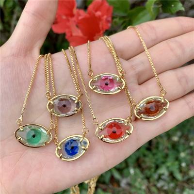 China LS-B1909 Amazing Fantastic BOHEMIA Necklace Eye Chaped Pendant Necklace Stunning CZ Necklace For Women Men for sale