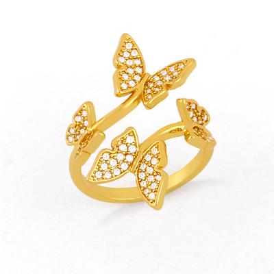 China LS-E1579 Hot Selling Amazing Luck Butterfly Design Gold Fashion Ring, Adjustable CZ Ring Fit All Size for sale