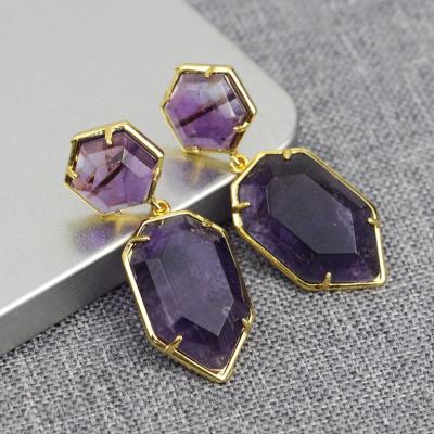 China HOT BOHEMIA Gemstone Tiger Eye Earring Amethyst Earring Green Aventurine Earring LS-D1317 for sale