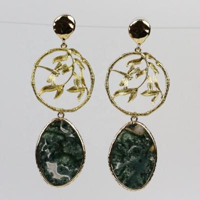 China NEW LS-D849 BOHEMIA Agate Earring, Fashion Gold Earring Gemstone Drop Earring For Gift for sale