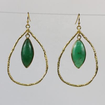 China NEW Australia LS-D850 BOHEMIA jade drop earring, fashion gold earring gemstone earring for women for sale