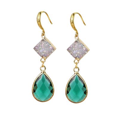 China Gold Crystal Green Drusilla Earring LS-S168 Hot Style for sale