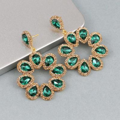 China LS-A106 Bohemia fashion flower shaped drop earring faux stone pave Diamond Earring Fashion Crystal Earring for sale