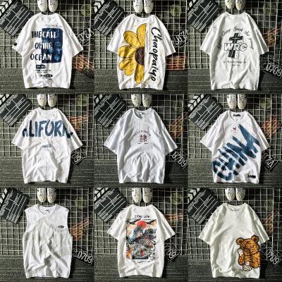 China Anti-wrinkle a large number of summer wholesale high quality men's design fashion brand loose printed T-shirt for sale