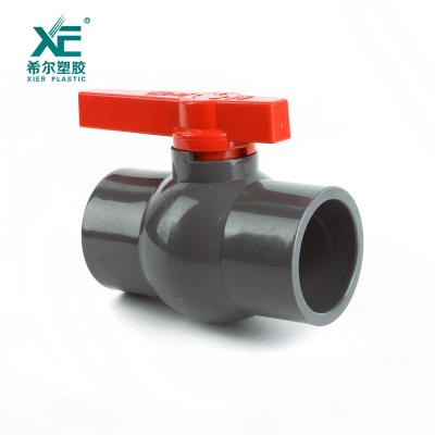 China Other color high quality plastic fit red gray upvc compact handle ball valve for swimming pool for sale