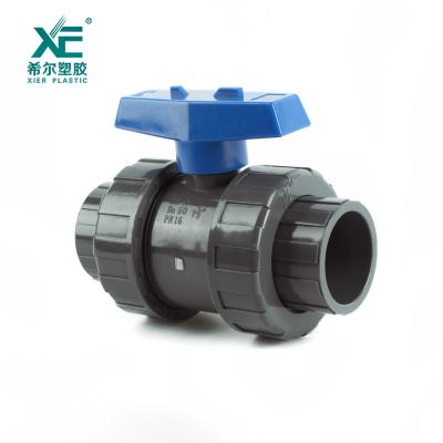 China Professional Blue PVC Custom Made Double Handle Genuine Factory Price Union Other Ball Valve for sale