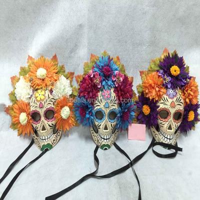 China Mexican Day of the Dead PLASTIC Women's Masquerade Mask Sugar Skull Eyemask Masque Fancy Dres for sale