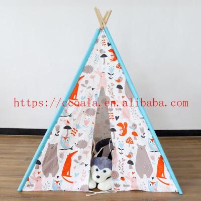 China Indian Cotton Wood Canvas Kids Sleep Teepee 1 Person Teepee Tent For Kids for sale