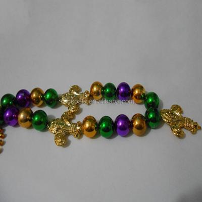 China New Orleans Carnival Lousianna Party Jumbo Fleur de Lis PGG Mardi Gras Beads 49016 for sale