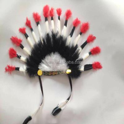 China Indian Feather Headband Carnival Headdress 61020 White/Red/Black for sale