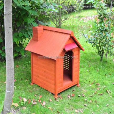 China Viable Wooden Kennel House BROWN Plastic Dog Cat Home Outdoor Roof Pet for sale