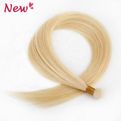 China New Trend 100% Remy Human Hair Ponytail LeShinehair Popular Invisible Weft Can Be Cut No Back Hand Tied Extensions Genie Thin Soft Light Seamless Weft for sale