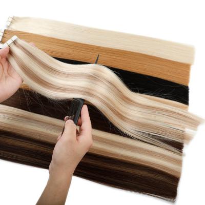 China Natural Wave Leshinehair Custom 60 Ombre Hair Pieces Mini Tape In Real Human, 22 Inches Natural Black Hair Tape In Extensions for sale