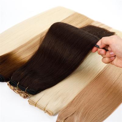 China Natural Wave Le Shine Wholesale Cuticle Aligned Raw Hair Weft , Double Hair Weft Hand Drawn Virgin Hair Extension Weft Tied for sale