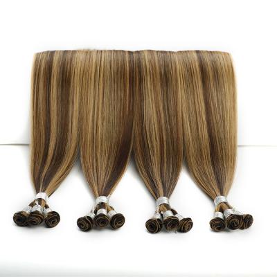 China Natural Wave Le Shine Hand-tied Hair Weft European Remy Cuticle Intact Double Drawn Hand Tied Hair Weft Hair Extensions for sale