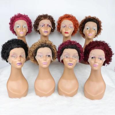 China Free Shipping 8Pcs Silky Straight Wave Lace Front Wigs Deal, Short Curly Ombre Hair Wigs For Black Women, Pixie Cut Human Hair Wigs for sale