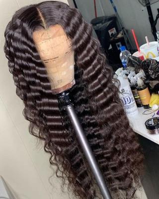 China Deep Wave 10 A Real Grade Ready To Ship Bouncy Price Transpar Hd Closur 13X4 13X6 Halle Loose Deep Wave Frontal Wig Lowest Dropship for sale